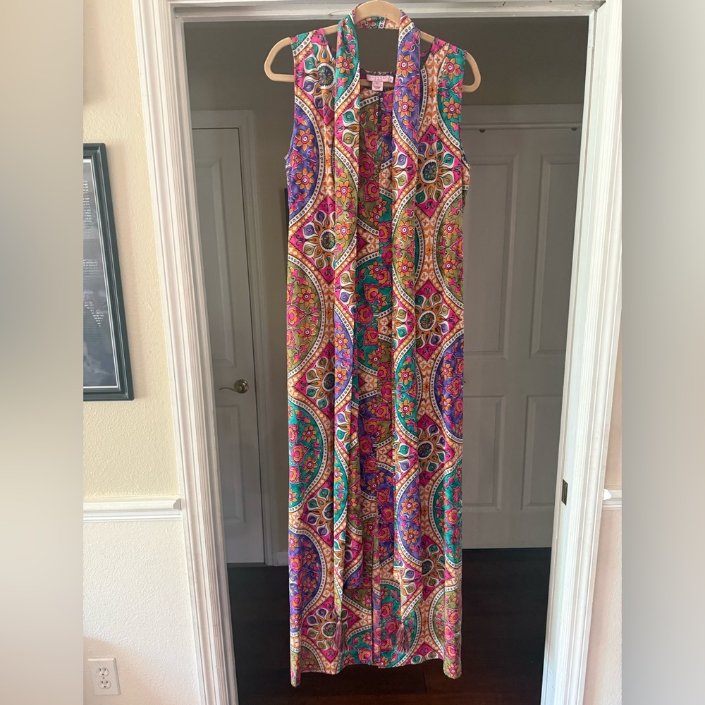 Calypso St. Barth Boho Silk Paisley Maxi Dress With Scarf